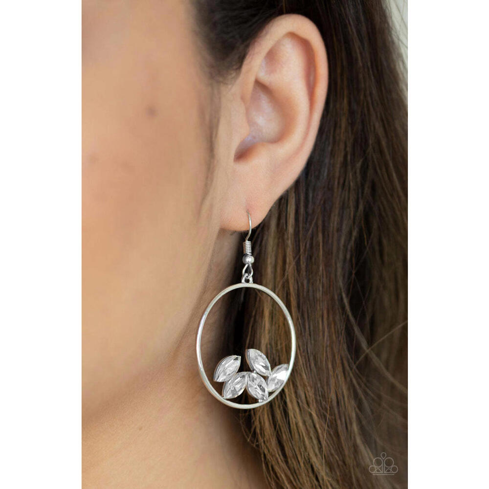 Paparszzi White Rhinestone Womens Hoop / Cue The Confetti - White